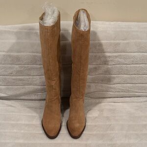 Tan Suede Crown Village Knee-High Boots
